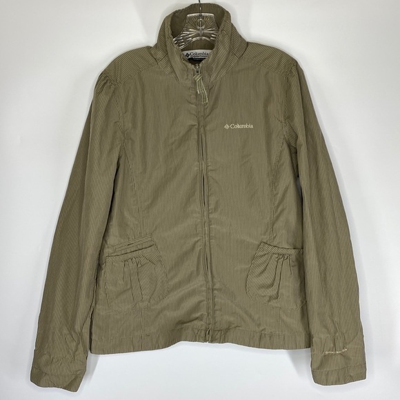 Columbia Full Zip Pin Striped Omnishade Jacket Medium - Picture 1 of 6